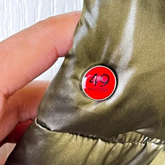 49Winters Shell Hooded Down Puffer Jacket Green Gunmetal Medium EUC - Picture 5 of 13